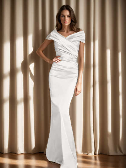 Off-the-Shoulder Column Gowns for the Mother of the Bride