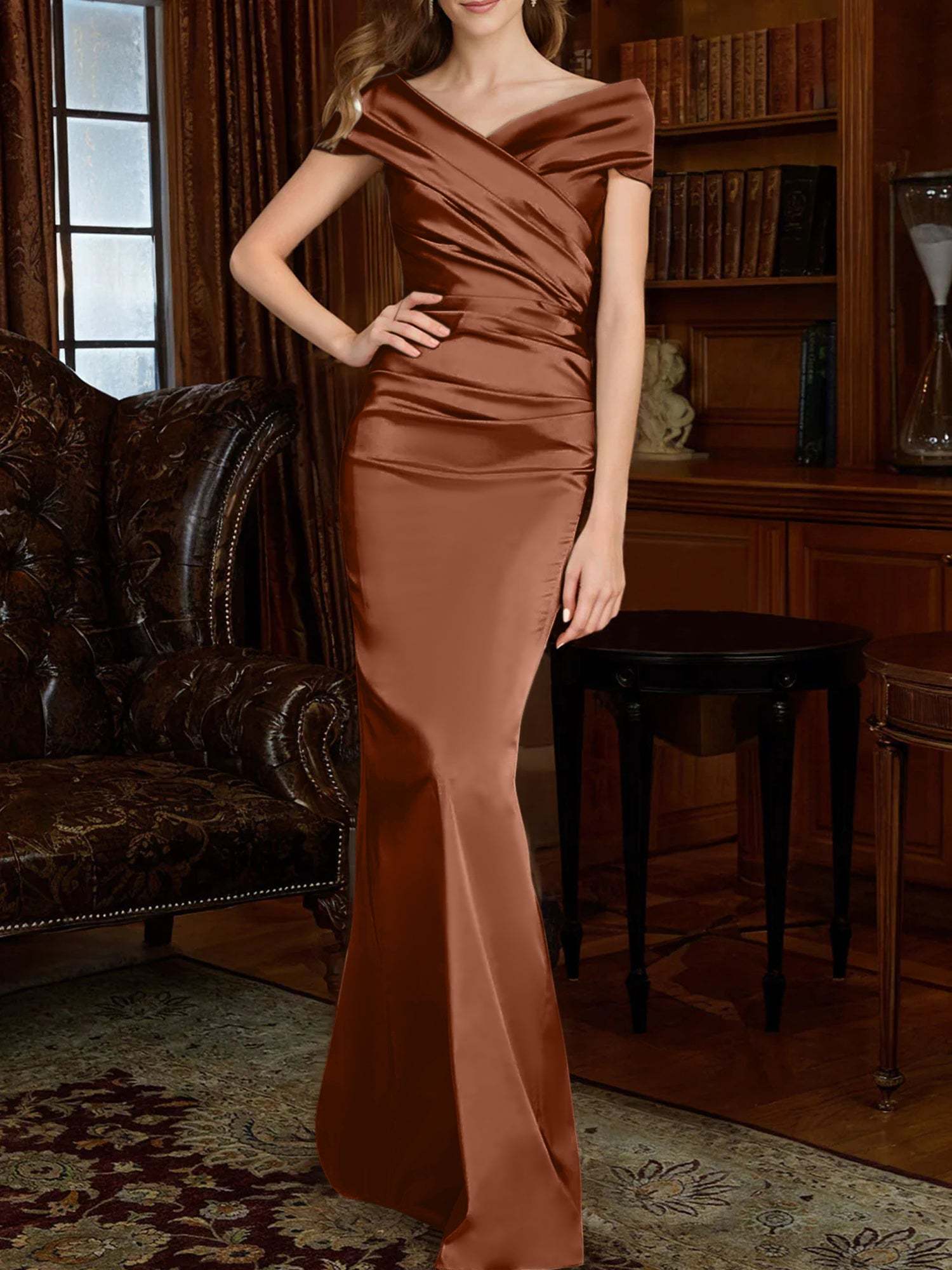 Off-the-Shoulder Column Gowns for the Mother of the Bride