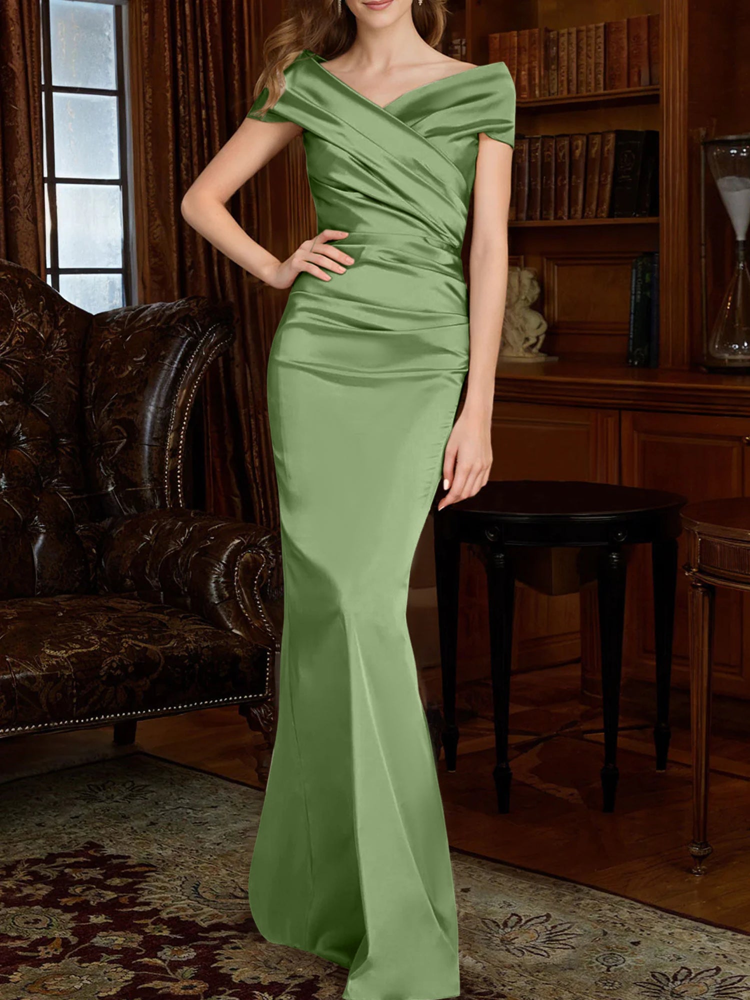 Off-the-Shoulder Column Gowns for the Mother of the Bride