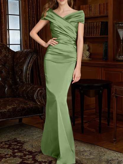 Off-the-Shoulder Column Gowns for the Mother of the Bride