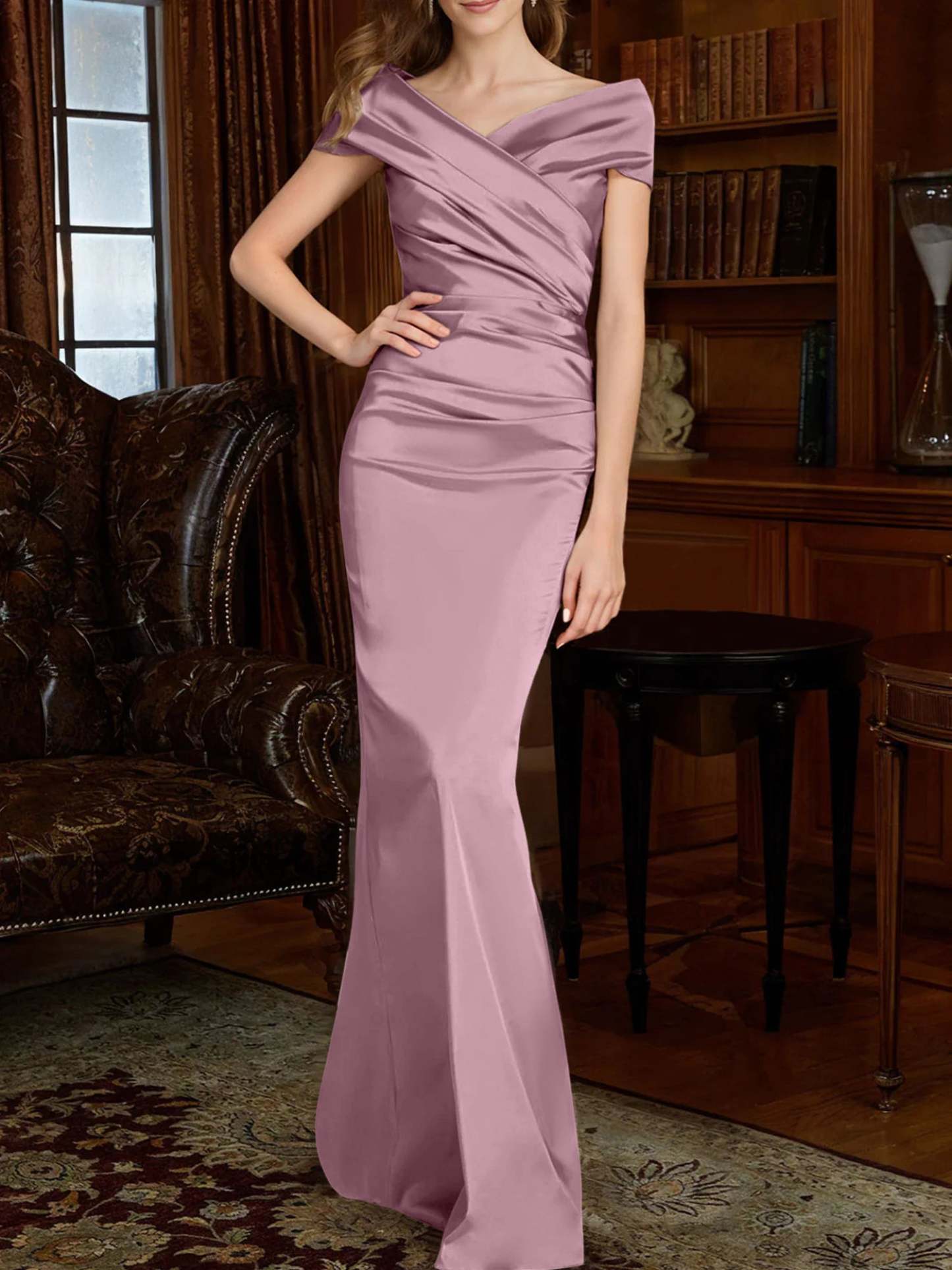 Off-the-Shoulder Column Gowns for the Mother of the Bride