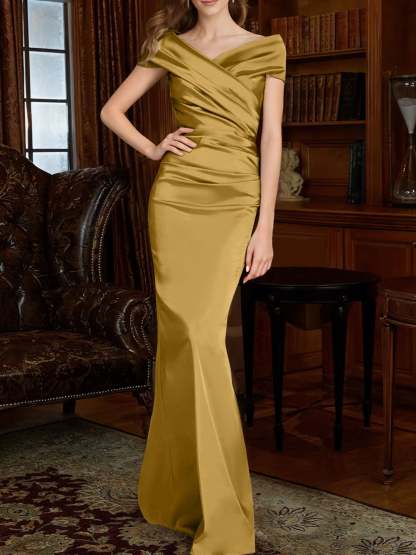 Off-the-Shoulder Column Gowns for the Mother of the Bride