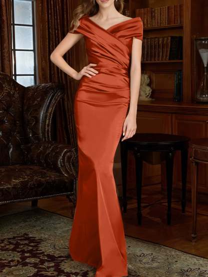 Off-the-Shoulder Column Gowns for the Mother of the Bride