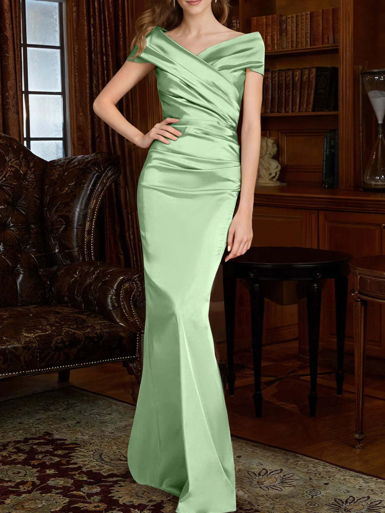 Off-the-Shoulder Column Gowns for the Mother of the Bride