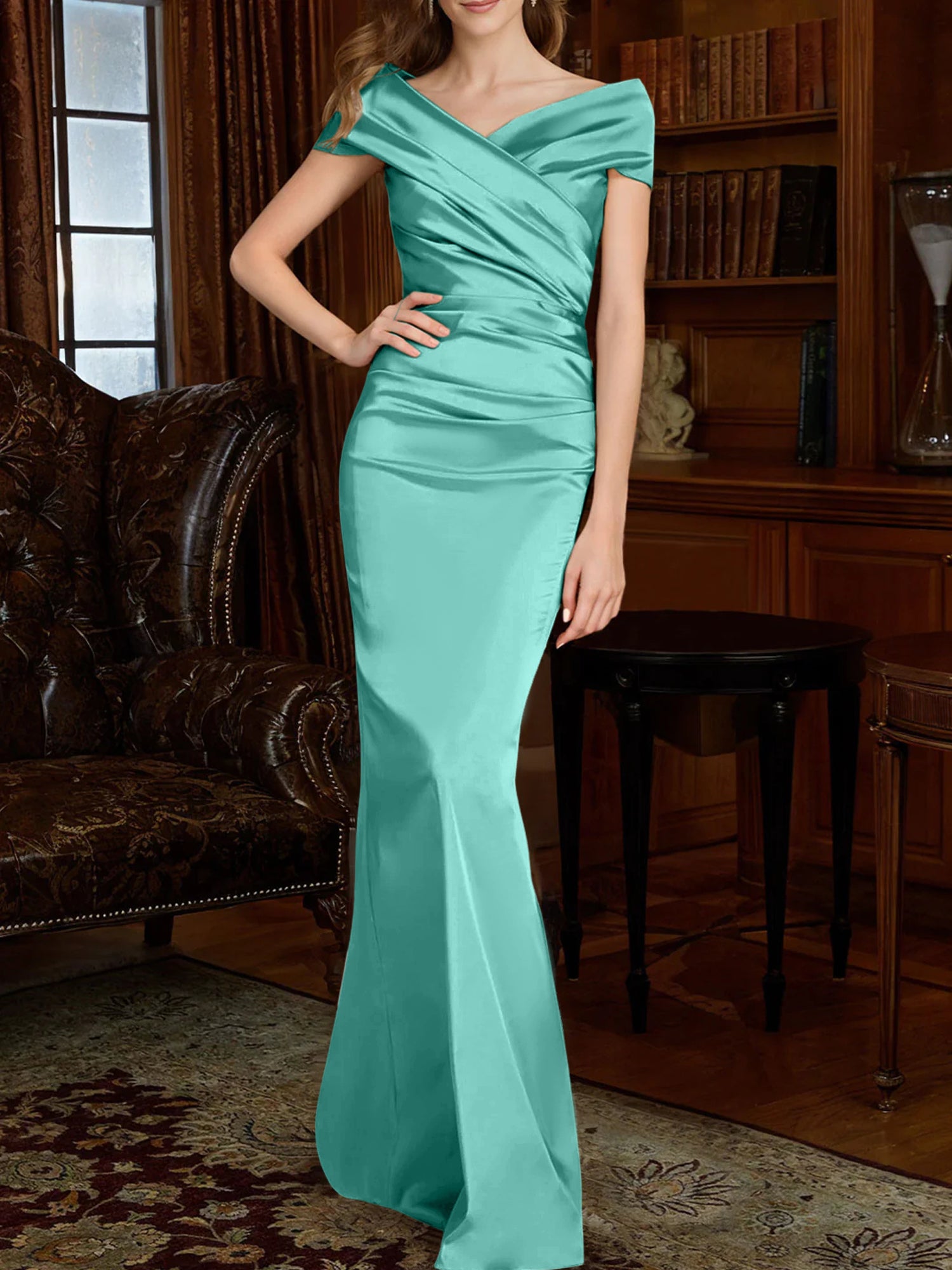 Off-the-Shoulder Column Gowns for the Mother of the Bride