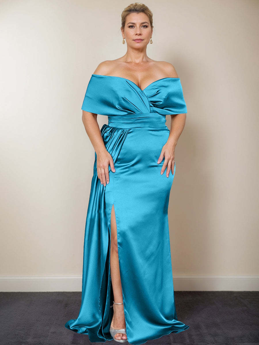 Plus Size Off-the-Shoulder Mother of the Bride Trumpet/Mermaid Dress with Side Split