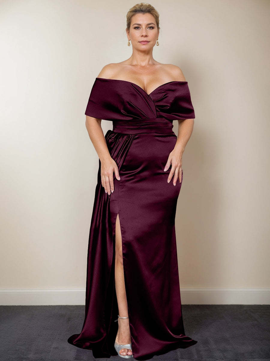 Plus Size Off-the-Shoulder Mother of the Bride Trumpet/Mermaid Dress with Side Split
