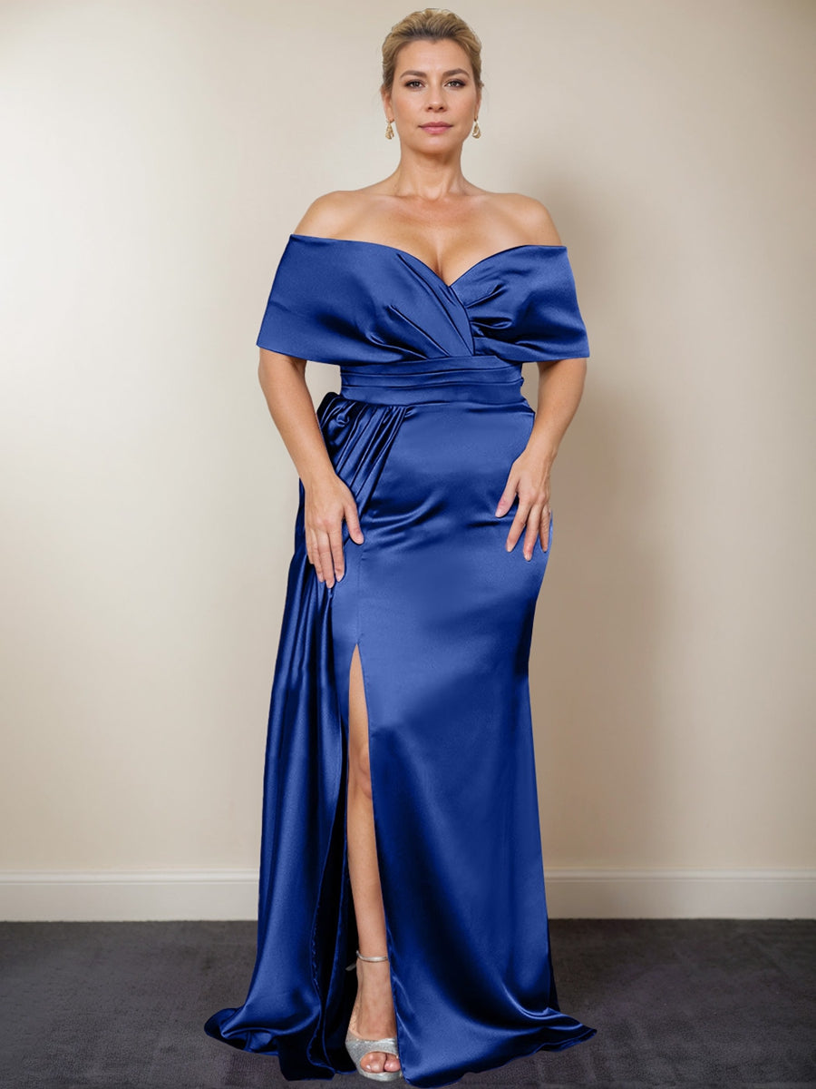 Plus Size Off-the-Shoulder Mother of the Bride Trumpet/Mermaid Dress with Side Split