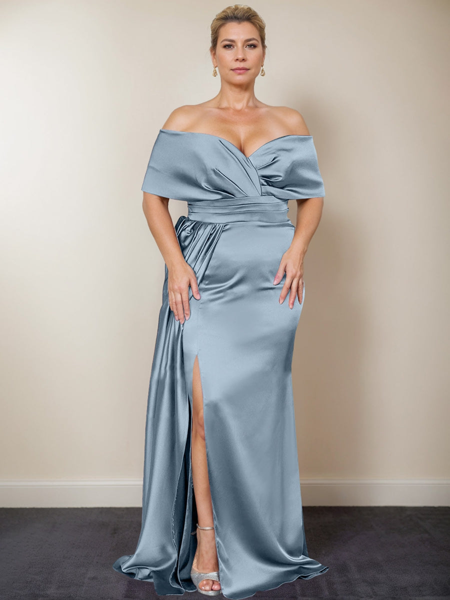 Plus Size Off-the-Shoulder Mother of the Bride Trumpet/Mermaid Dress with Side Split