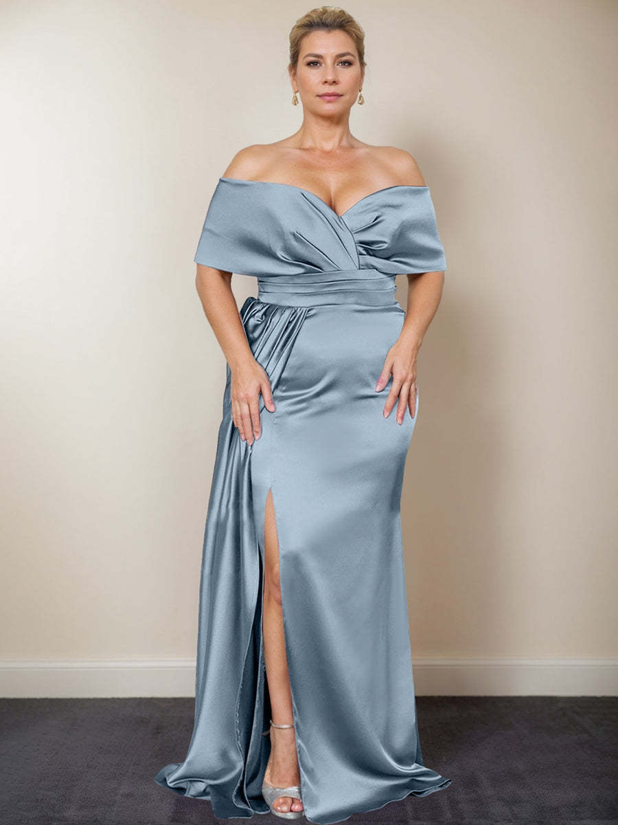 Plus Size Off-the-Shoulder Mother of the Bride Trumpet/Mermaid Dress with Side Split