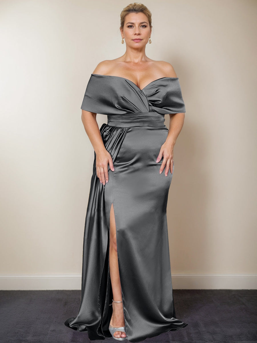 Plus Size Off-the-Shoulder Mother of the Bride Trumpet/Mermaid Dress with Side Split