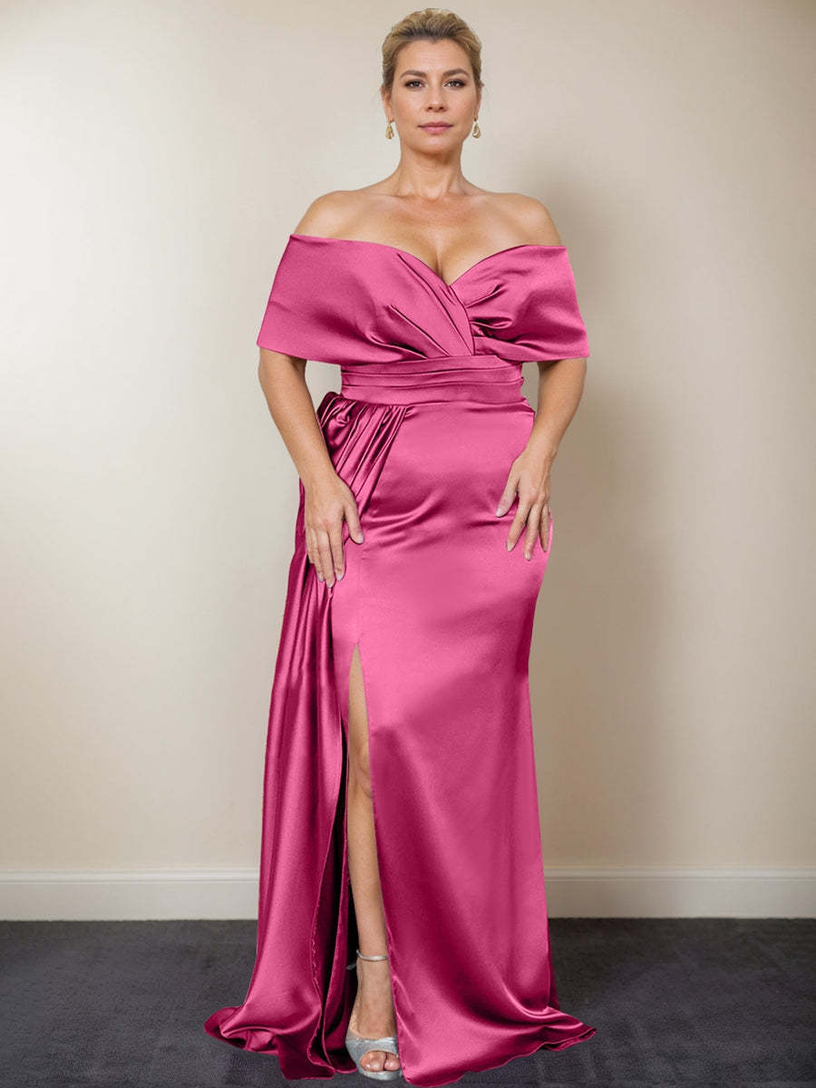 Plus Size Off-the-Shoulder Mother of the Bride Trumpet/Mermaid Dress with Side Split