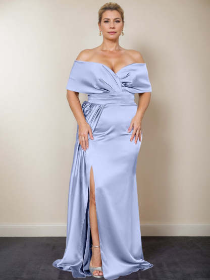 Plus Size Off-the-Shoulder Mother of the Bride Trumpet/Mermaid Dress with Side Split
