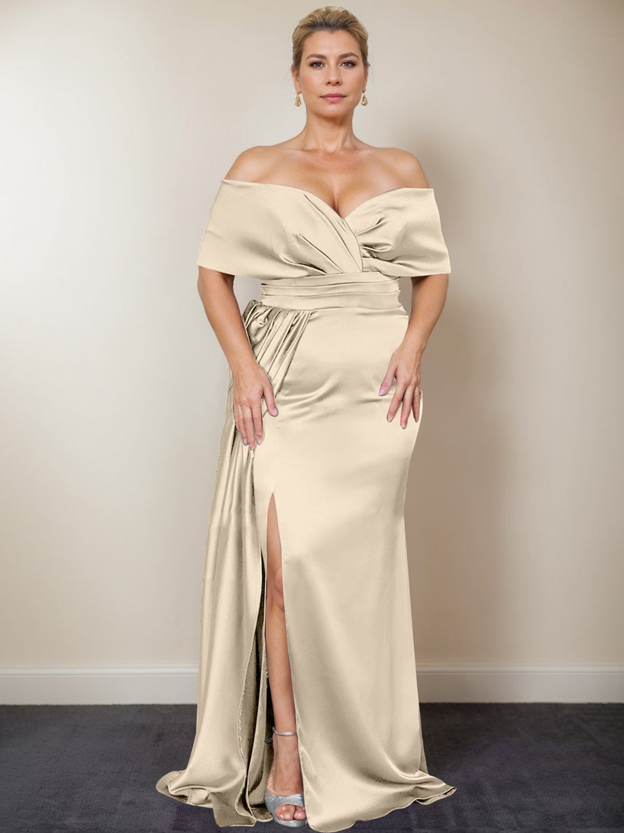 Plus Size Off-the-Shoulder Mother of the Bride Trumpet/Mermaid Dress with Side Split