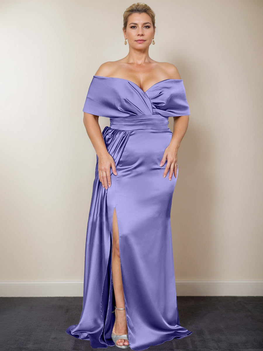 Plus Size Off-the-Shoulder Mother of the Bride Trumpet/Mermaid Dress with Side Split