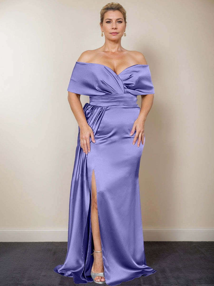 Plus Size Off-the-Shoulder Mother of the Bride Trumpet/Mermaid Dress with Side Split
