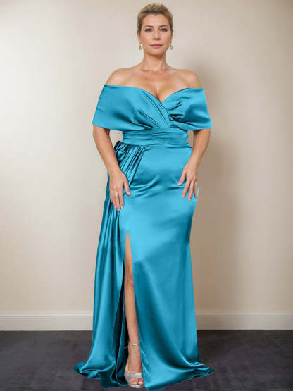 Plus Size Off-the-Shoulder Mother of the Bride Trumpet/Mermaid Dress with Side Split
