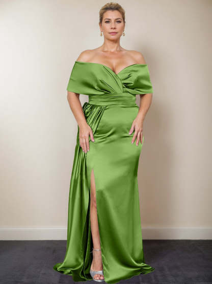 Plus Size Off-the-Shoulder Mother of the Bride Trumpet/Mermaid Dress with Side Split