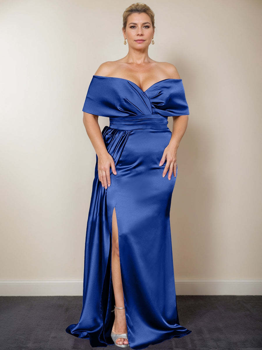 Plus Size Off-the-Shoulder Mother of the Bride Trumpet/Mermaid Dress with Side Split