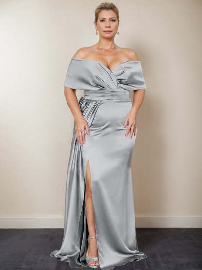 Plus Size Off-the-Shoulder Mother of the Bride Trumpet/Mermaid Dress with Side Split