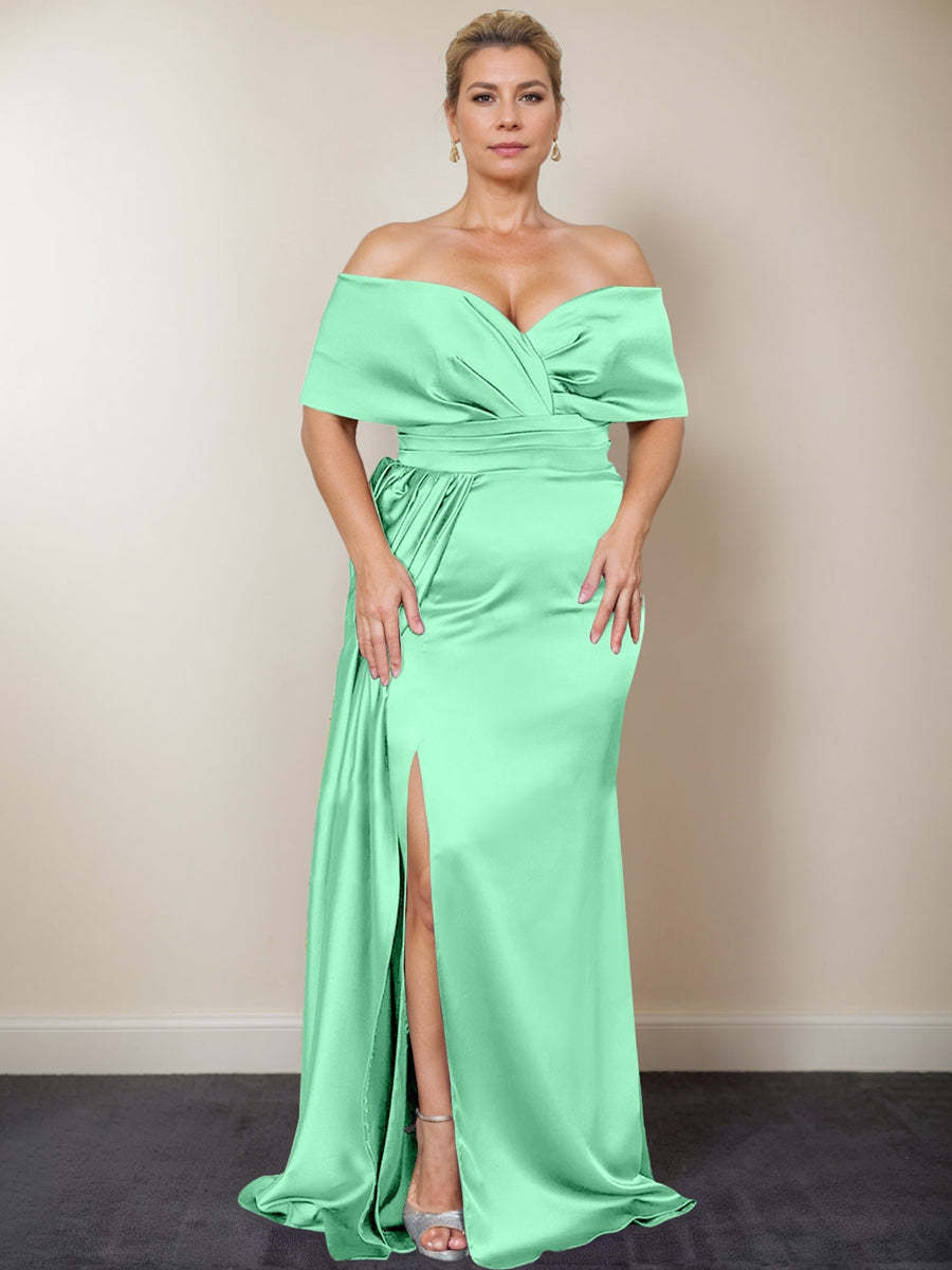 Plus Size Off-the-Shoulder Mother of the Bride Trumpet/Mermaid Dress with Side Split