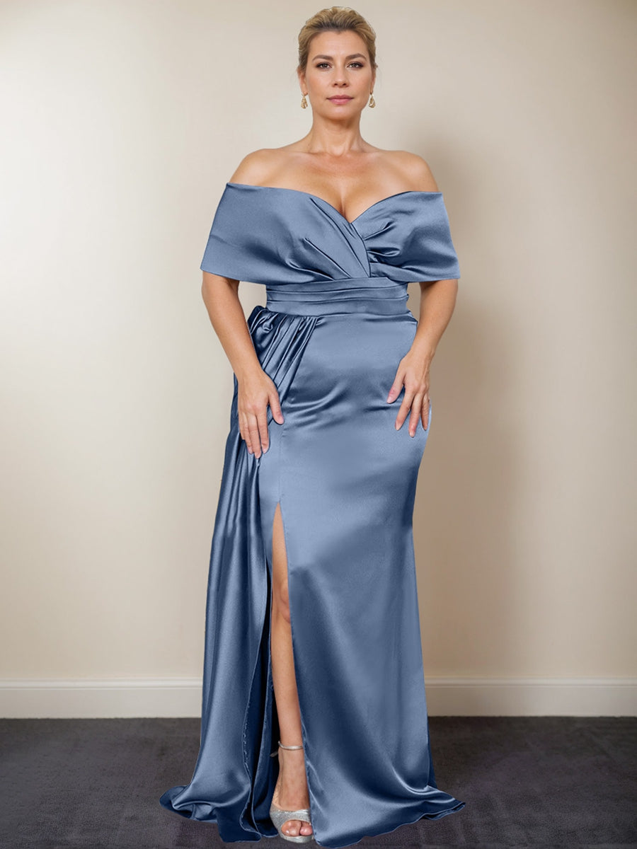 Plus Size Off-the-Shoulder Mother of the Bride Trumpet/Mermaid Dress with Side Split