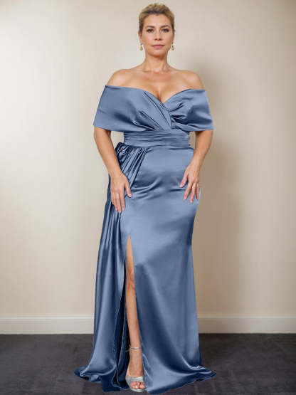 Plus Size Off-the-Shoulder Mother of the Bride Trumpet/Mermaid Dress with Side Split