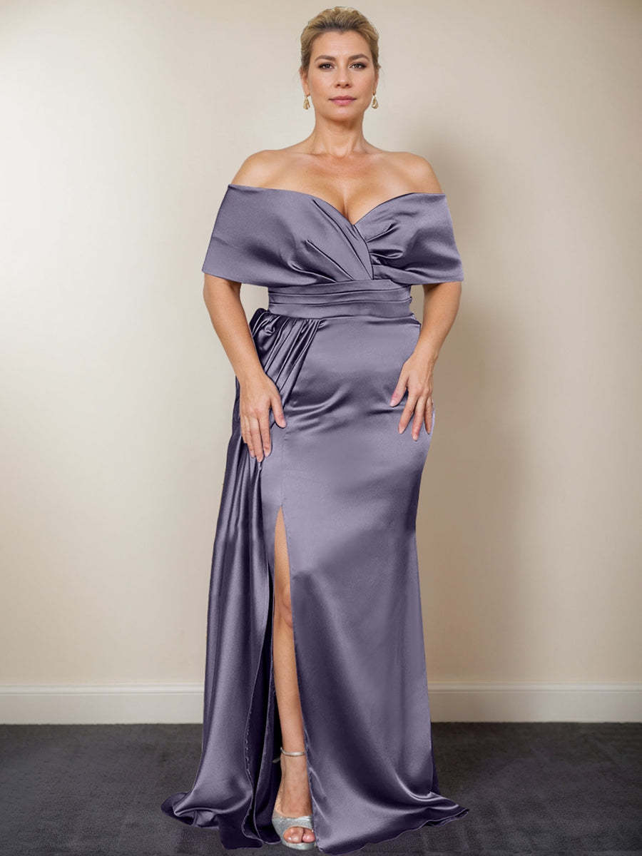 Plus Size Off-the-Shoulder Mother of the Bride Trumpet/Mermaid Dress with Side Split
