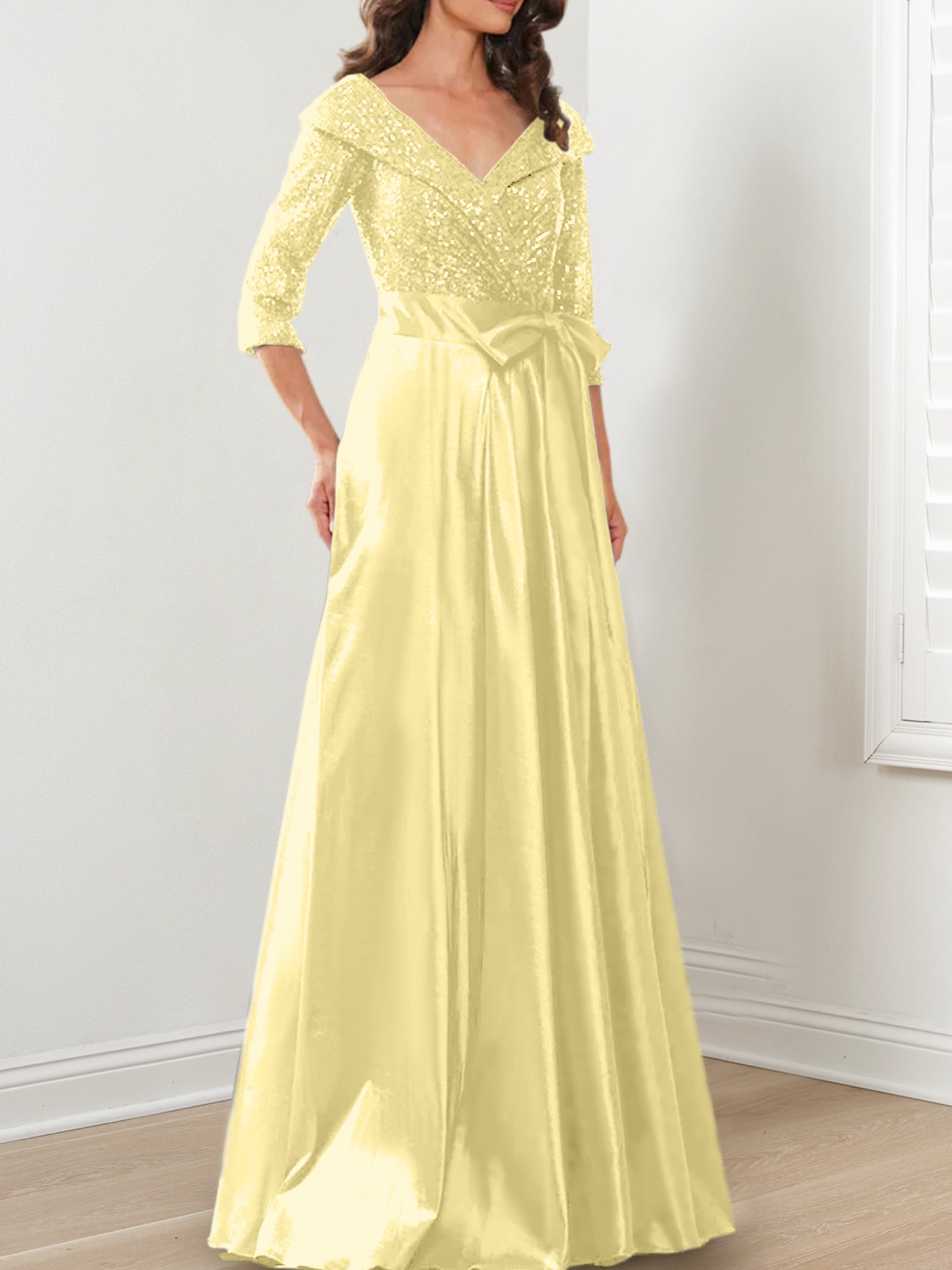 V-Neck A-Line Princess Gown for the Mother of the Bride