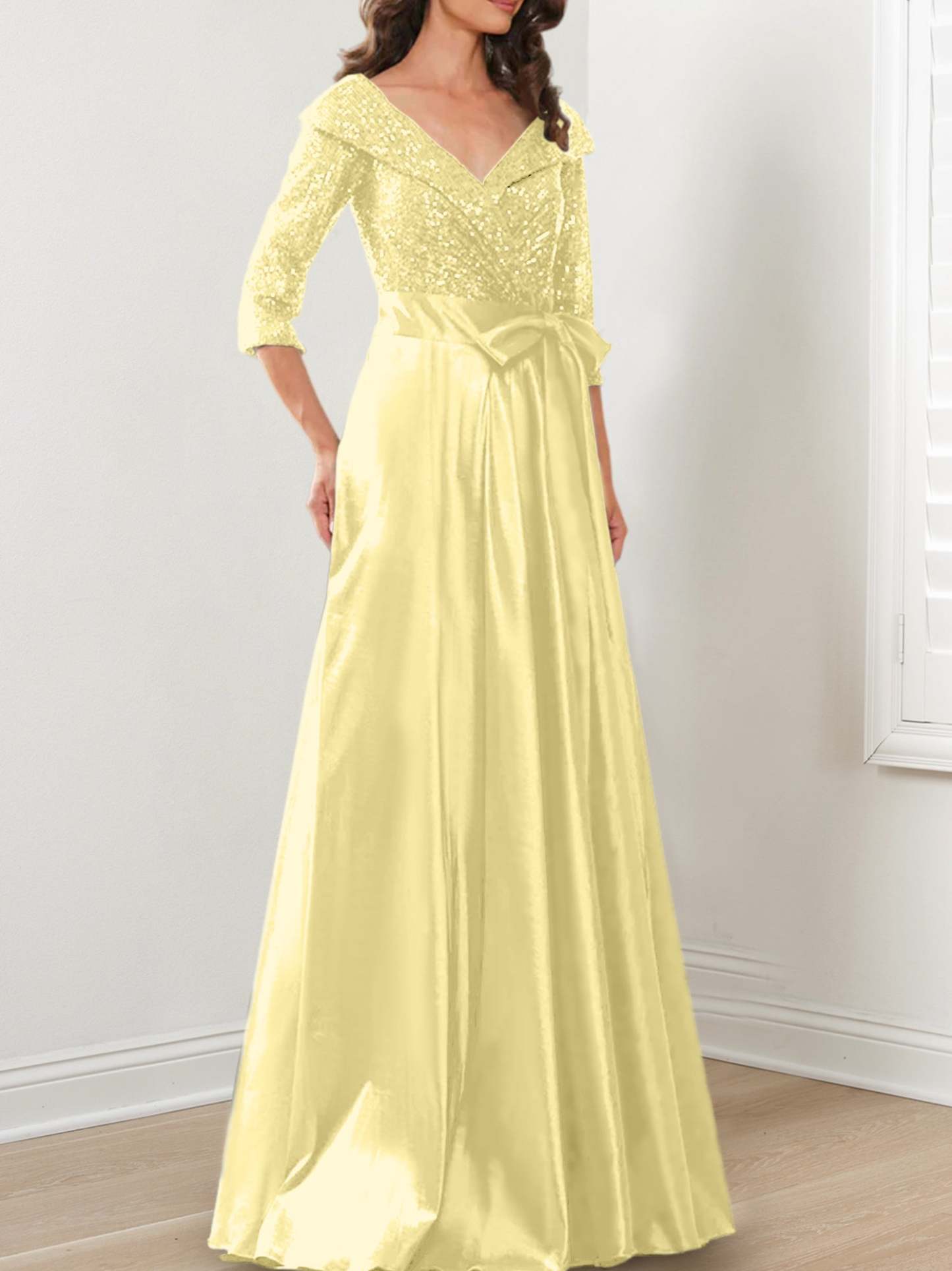 V-Neck A-Line Princess Gown for the Mother of the Bride
