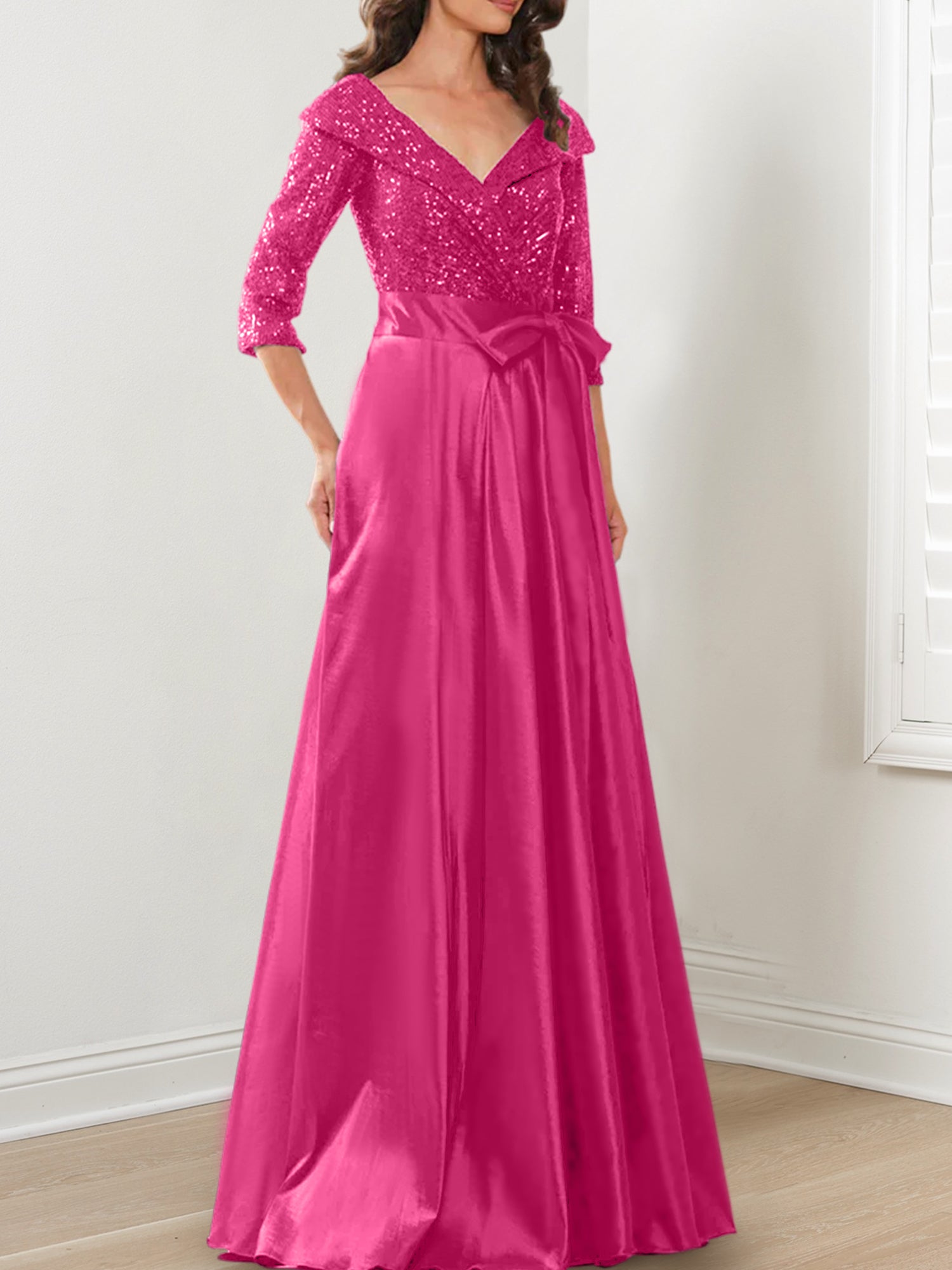 V-Neck A-Line Princess Gown for the Mother of the Bride