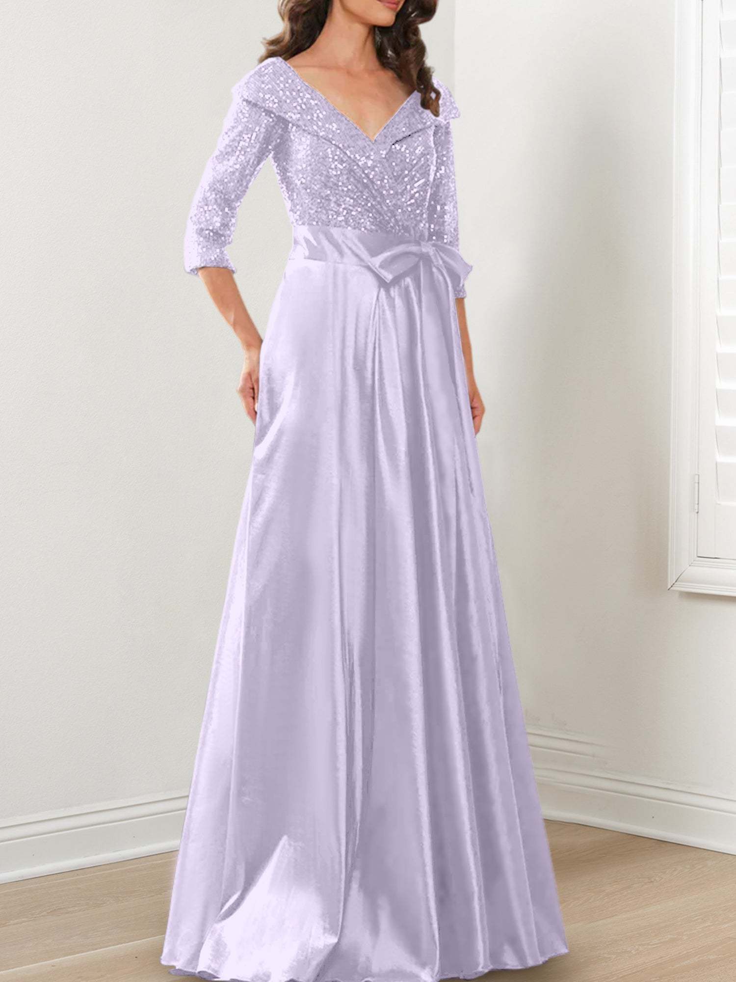V-Neck A-Line Princess Gown for the Mother of the Bride