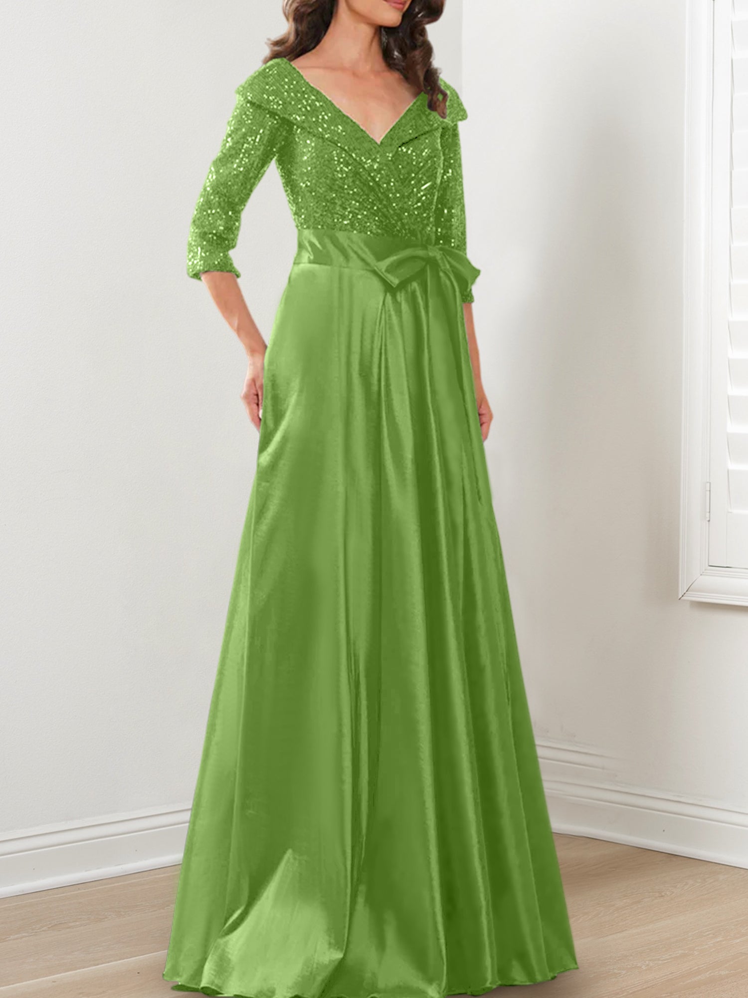 V-Neck A-Line Princess Gown for the Mother of the Bride