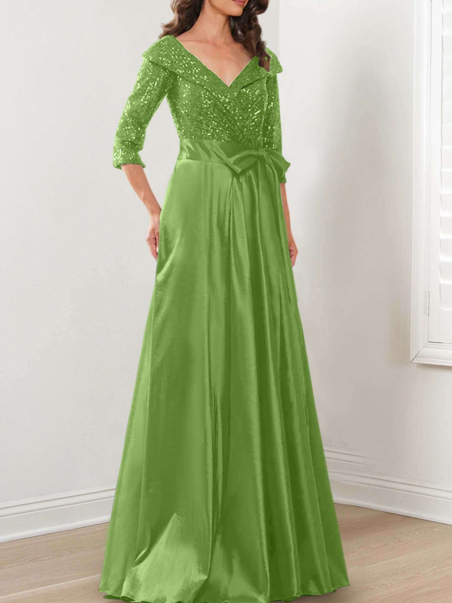 V-Neck A-Line Princess Gown for the Mother of the Bride