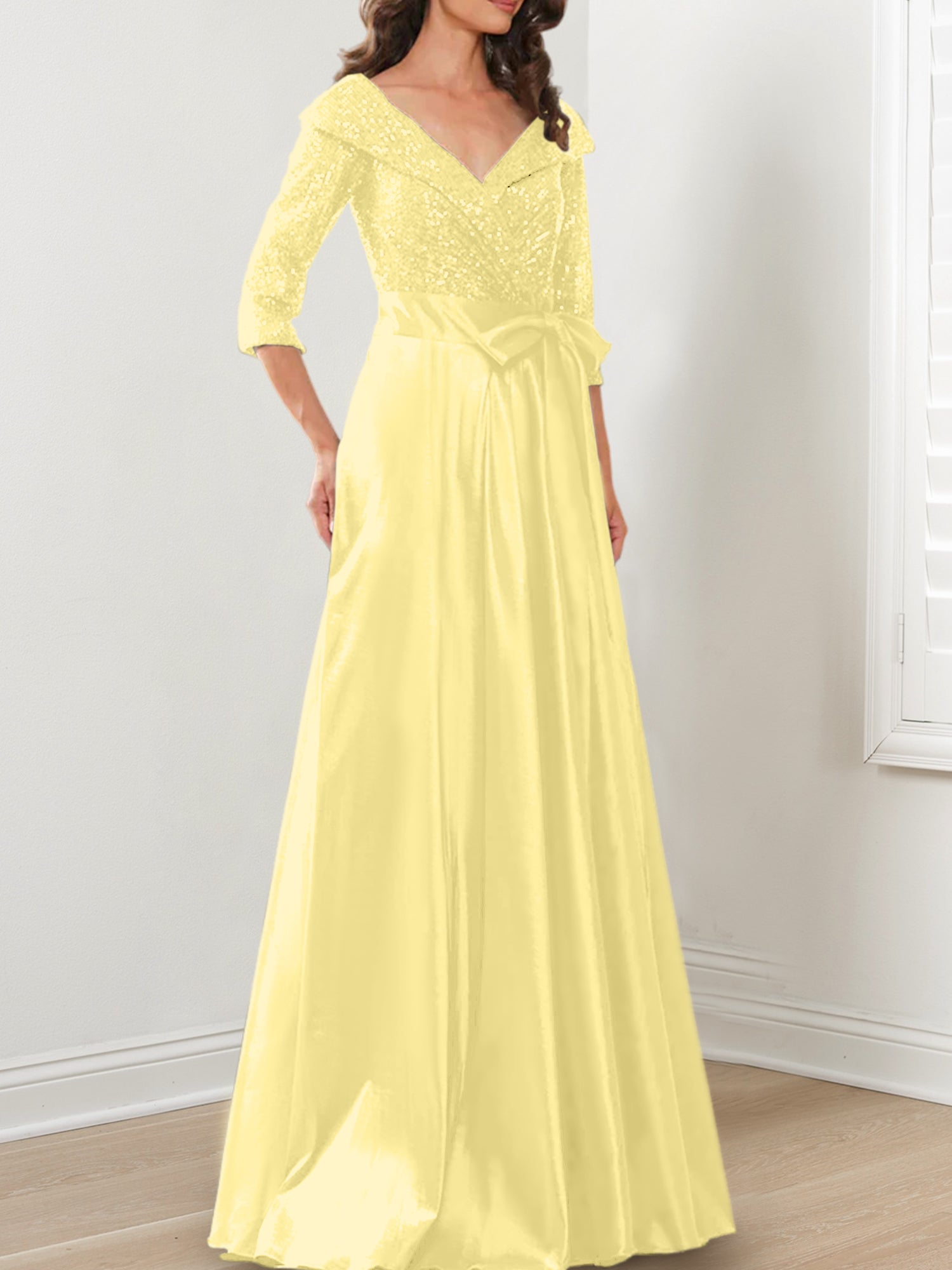 V-Neck A-Line Princess Gown for the Mother of the Bride