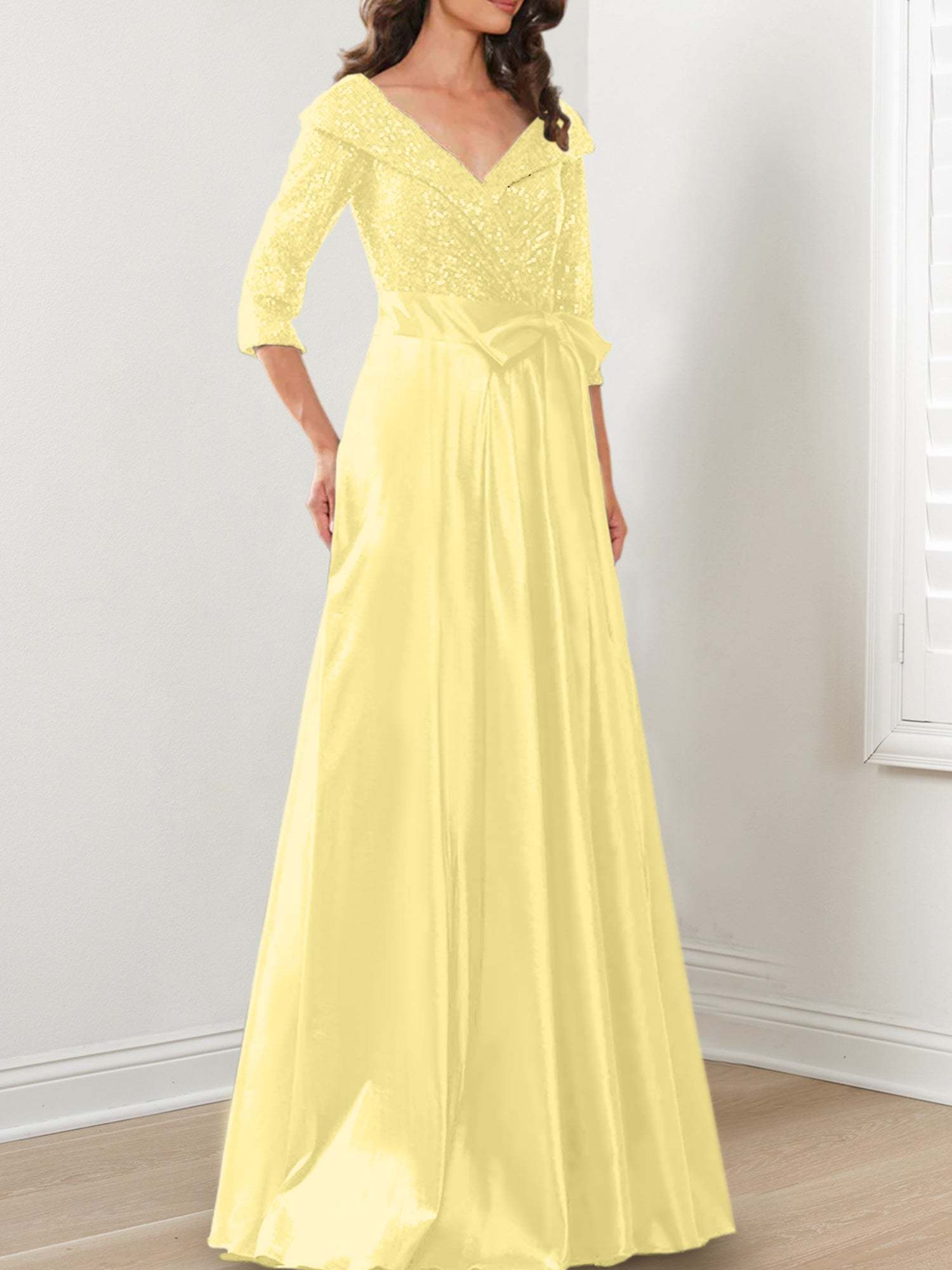 V-Neck A-Line Princess Gown for the Mother of the Bride