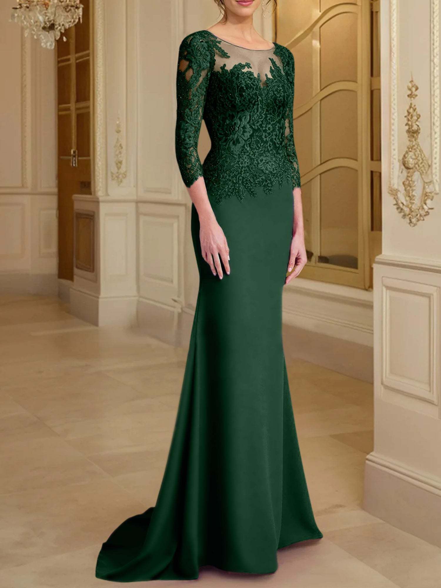 Long-Sleeved Lace Mother of the Bride Dresses in Trumpet/Mermaid Silhouette