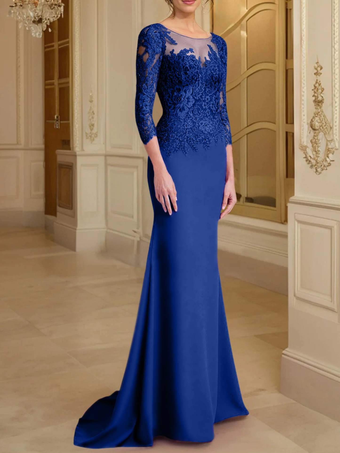 Long-Sleeved Lace Mother of the Bride Dresses in Trumpet/Mermaid Silhouette