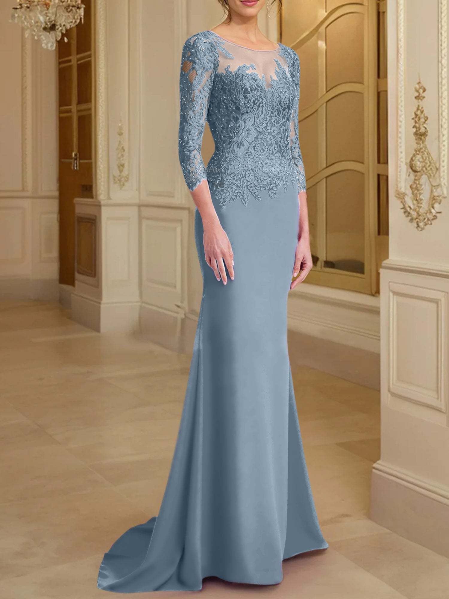 Long-Sleeved Lace Mother of the Bride Dresses in Trumpet/Mermaid Silhouette