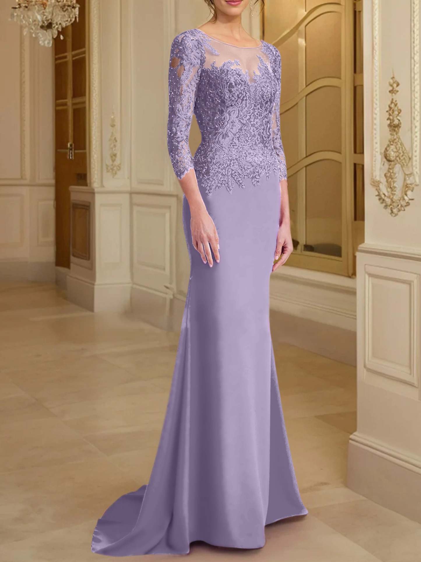 Long-Sleeved Lace Mother of the Bride Dresses in Trumpet/Mermaid Silhouette