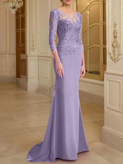 Long-Sleeved Lace Mother of the Bride Dresses in Trumpet/Mermaid Silhouette
