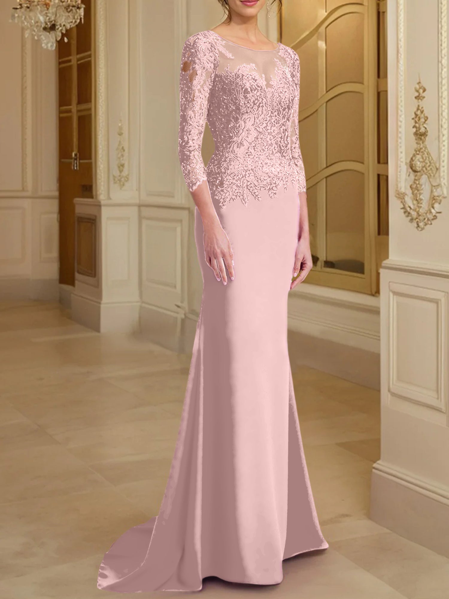 Long-Sleeved Lace Mother of the Bride Dresses in Trumpet/Mermaid Silhouette