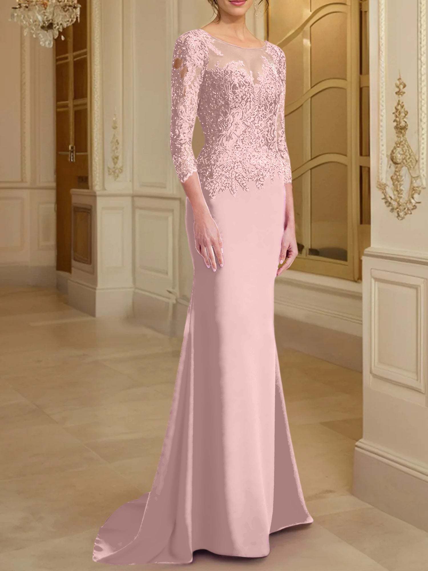 Long-Sleeved Lace Mother of the Bride Dresses in Trumpet/Mermaid Silhouette