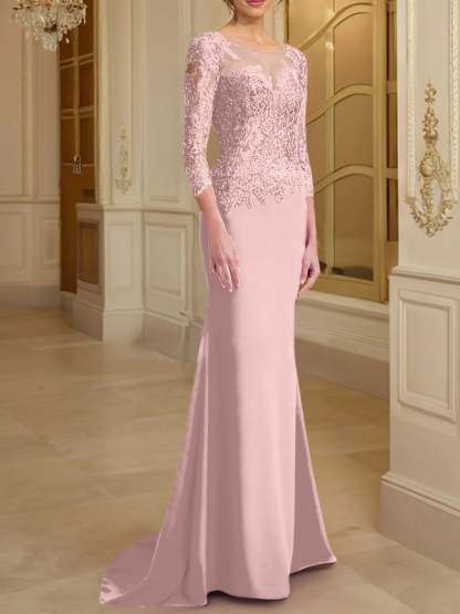 Long-Sleeved Lace Mother of the Bride Dresses in Trumpet/Mermaid Silhouette