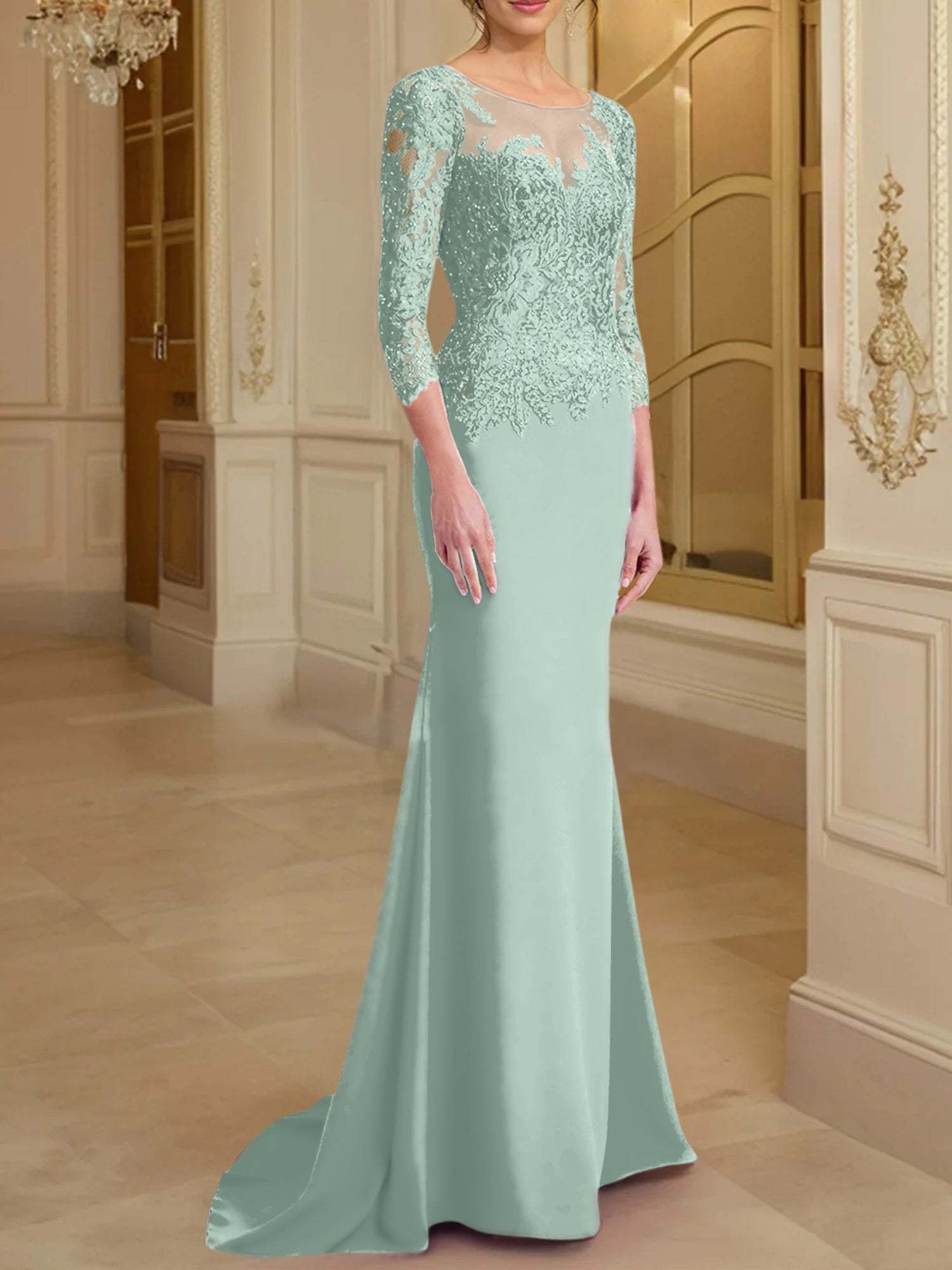 Long-Sleeved Lace Mother of the Bride Dresses in Trumpet/Mermaid Silhouette