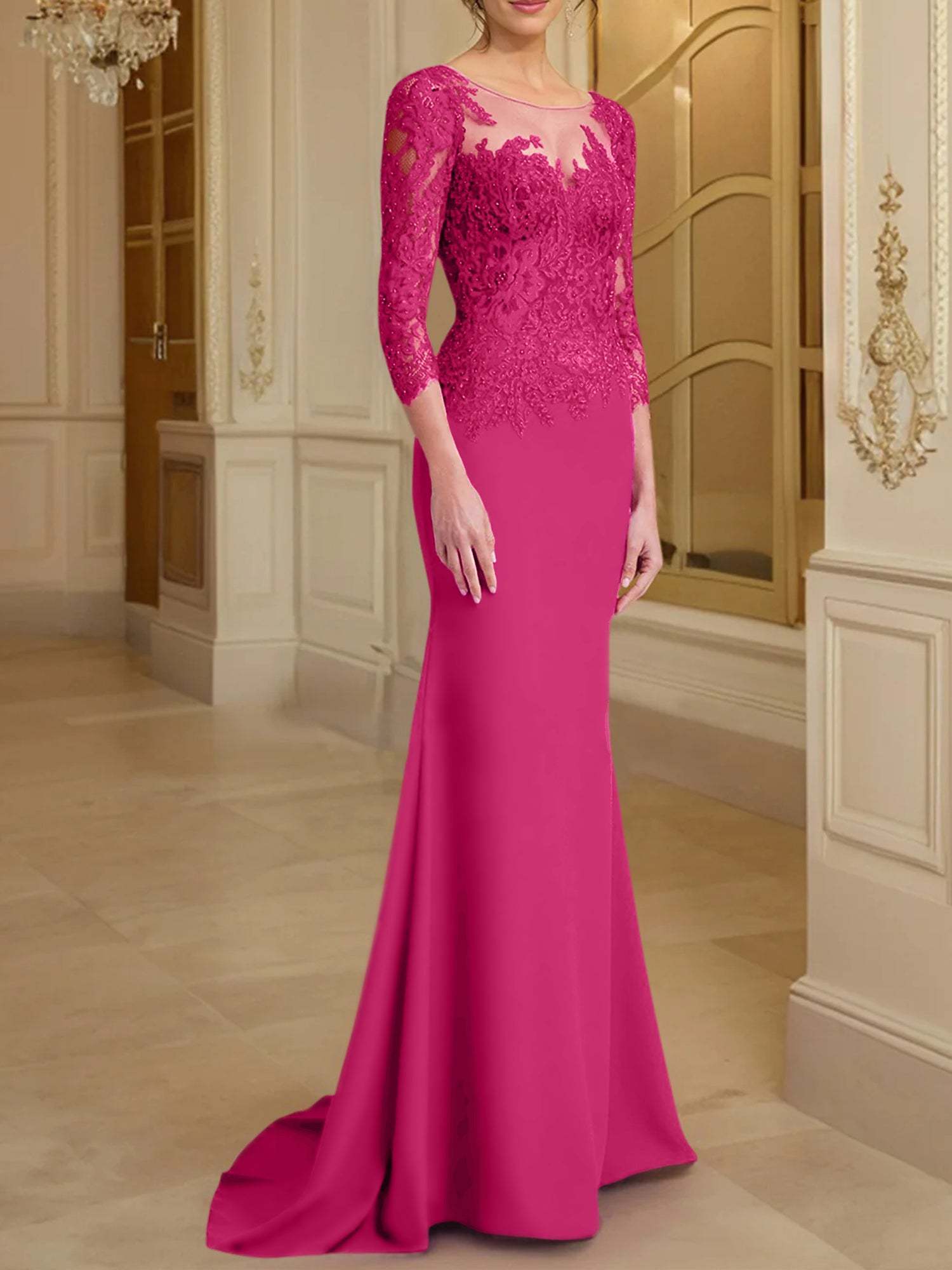 Long-Sleeved Lace Mother of the Bride Dresses in Trumpet/Mermaid Silhouette