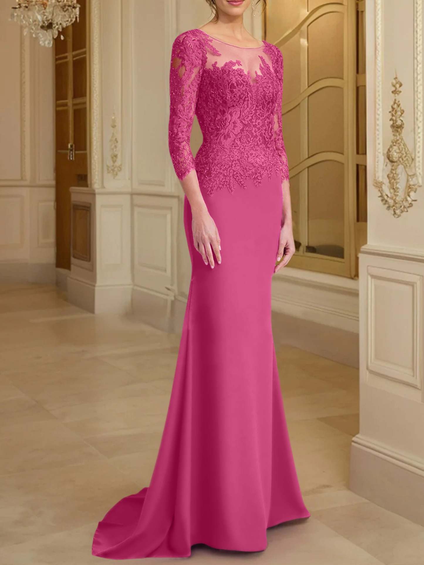 Long-Sleeved Lace Mother of the Bride Dresses in Trumpet/Mermaid Silhouette