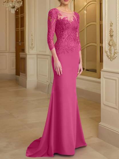 Long-Sleeved Lace Mother of the Bride Dresses in Trumpet/Mermaid Silhouette