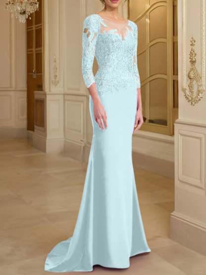 Long-Sleeved Lace Mother of the Bride Dresses in Trumpet/Mermaid Silhouette