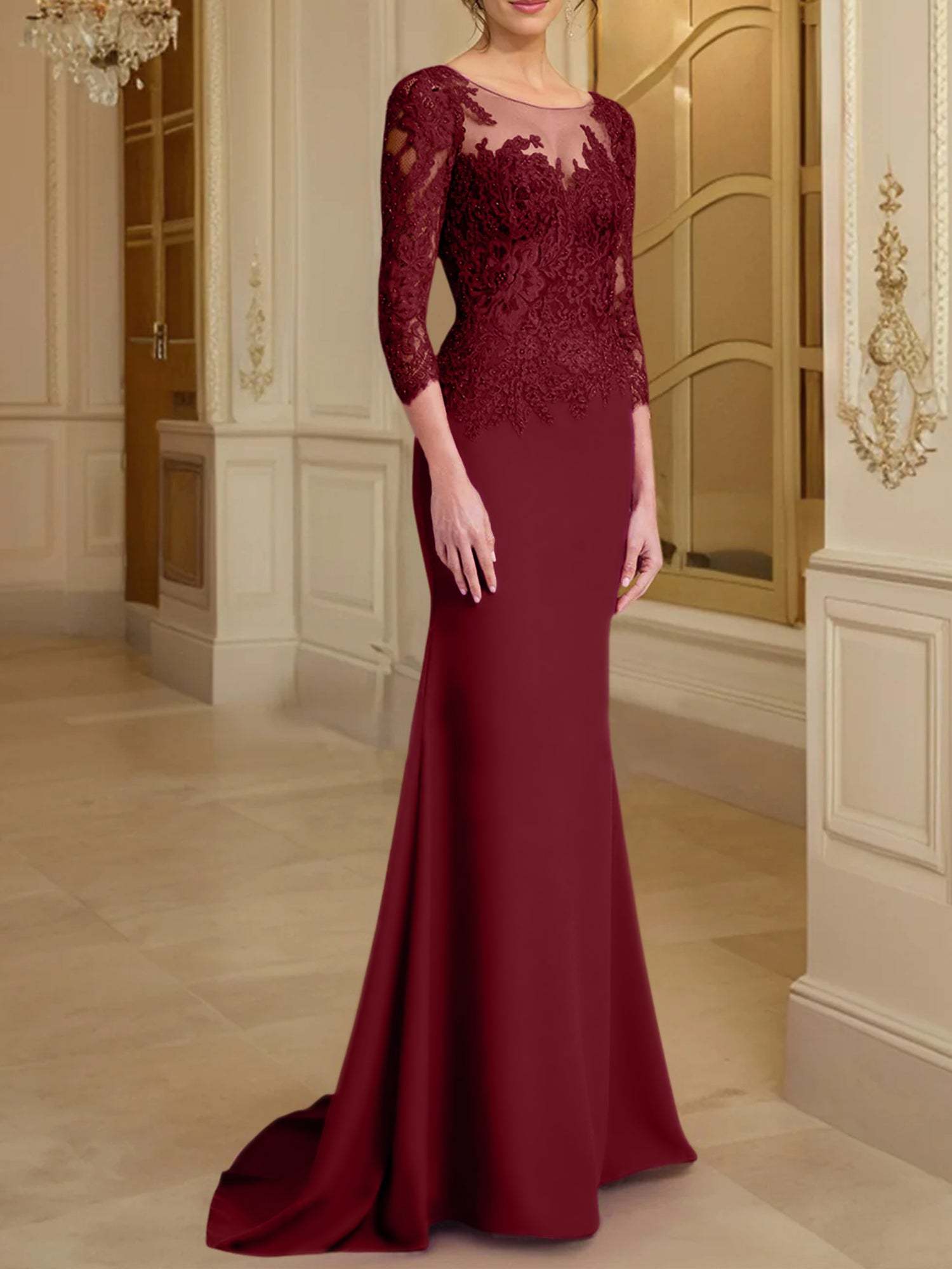 Long-Sleeved Lace Mother of the Bride Dresses in Trumpet/Mermaid Silhouette